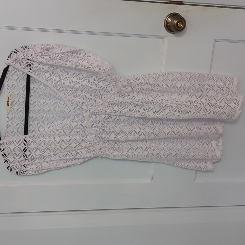 Miken Knit Swimsuit Cover-Up Dress White Size L Beach Wear